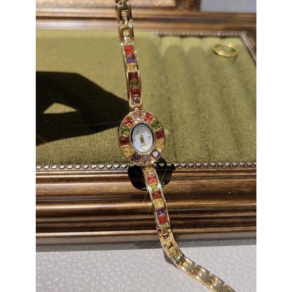Women’s Gold And Rainbow Crystal Vintage Oval Watch main image 5